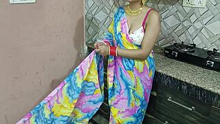 indian bhabhi bends over kitchen for devar's first dirty fuck talk