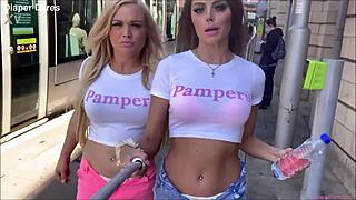 Jessica Morgan and Tammy Pink's Diaper Dare Caught in Public Flash