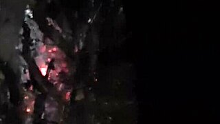 Lesbian Friends Lick Hairy Pussy by Forest Fire While Others Smoke