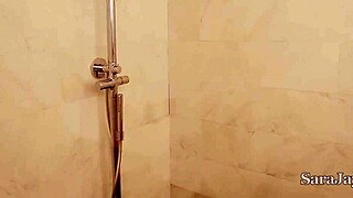 Sara Jay suds massive bubble ass and big clit seductively in lingerie