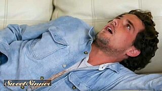 Furious Brunette Babe Screams on Sofa Demanding Big Cock Doggystyle Cowgirl and Muff Diving Climax