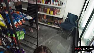 Sneaking Quick Doggystyle and Cowgirl in Grocery Store with Horny Teen Exhibitionist