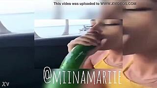 ever seen miinamariie deepthroat a huge cucumber outdoors in public like a total slut?