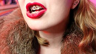 Blonde milf with braces devours chocolate tools in fetish feast