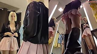 hidden cam catches juicy pussy upskirt in fitting room