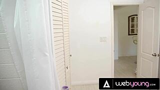 Client Catches Horny Masseuse Showering After Nuru Massage And Fucks Her Big Ebony Ass