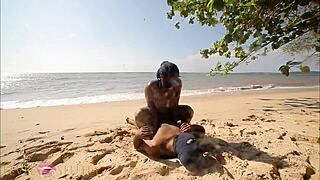 ebony thot twerks naked exercises beach begging for dick part 3