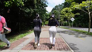 Trainer teases my ass while friend distracts