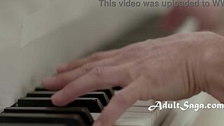 the piano lesson turns wild with teacher's curvy cheating boobs