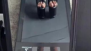 Black model teases feet in new pleaser heels striptease trailer