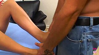 Brunette bombshell hammered doggystyle then missionary by her lover