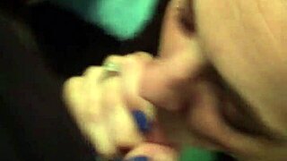 tipsy petite girlfriend slurps deep on boyfriend's cock