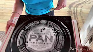 Pizza girl bends over for big black cock facial cum coverage