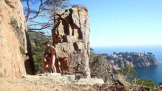 picture this hot amateur couple sneaking orgasmic sex right in the middle of a public beach path...