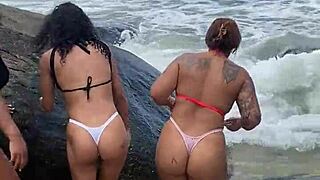 Hey, watch us hairy chicks fuck wildly on the beach!
