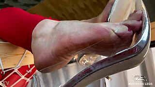 Dangling Transparent High Heel Shoes on Bare Feet Closeup Foot Fetish