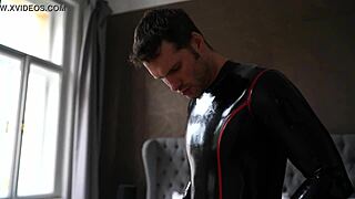 horror latex suit threesome with tru kait's shaved pussy pounded