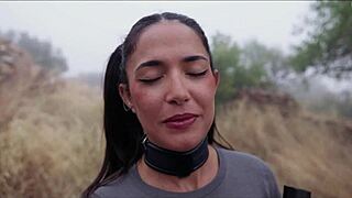 Gorgeous Spanish Goddess Ass SPANKED TIED For PISS Play Outdoors