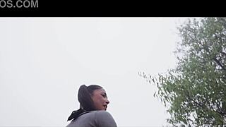 Gorgeous Spanish Goddess Ass SPANKED TIED For PISS Play Outdoors
