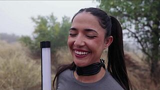 Gorgeous Spanish Goddess Ass SPANKED TIED For PISS Play Outdoors