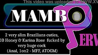 Two Slim Brazilian Cuties Pound Monster Cock Anal!