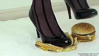 Crushing Hamburger in Stockings Sparks Wild Thrill!