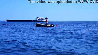 volga river boat ride in bikini turns erotic with mature outdoor tease