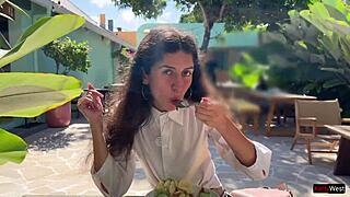 i begged my friend to cum on my face at cafe... ate food with sperm public cumwalk!!