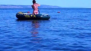 volga river boat ride in bikini turns erotic with mature outdoor tease