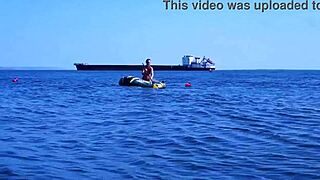 volga river boat ride in bikini turns erotic with mature outdoor tease