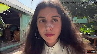 i begged my friend to cum on my face at cafe... ate food with sperm public cumwalk!!