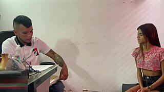 Boss Fucks Young College Girl Begging for Job in Full Dirty Story Workout