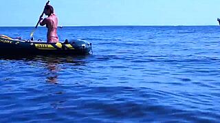 volga river boat ride in bikini turns erotic with mature outdoor tease