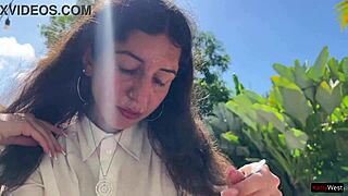 i begged my friend to cum on my face at cafe... ate food with sperm public cumwalk!!