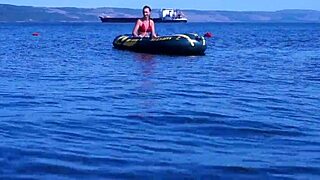 volga river boat ride in bikini turns erotic with mature outdoor tease