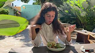 i begged my friend to cum on my face at cafe... ate food with sperm public cumwalk!!
