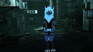 Renamon bent over railed hard outdoors furry public