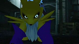 Renamon bent over railed hard outdoors furry public