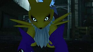 Renamon bent over railed hard outdoors furry public