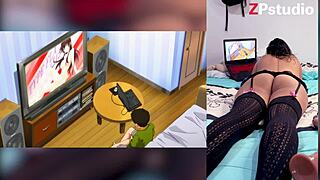 watching hot hentai blowjobs with cum down throats and big tits while bro shows off my fat ass