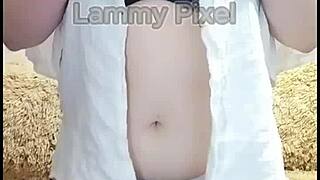 Horny Brunette Lammy Pixel Strips And Wiggles Her Gorgeous Big Ass