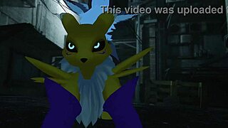 Renamon bent over railed hard outdoors furry public