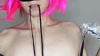 wanna see my kitty mask tease with these big natural tits