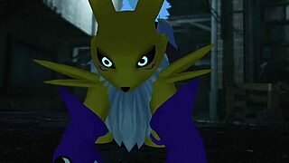 Renamon bent over railed hard outdoors furry public