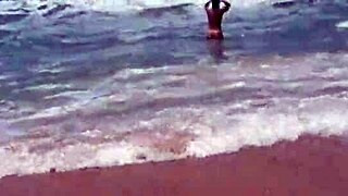 blonde big tits wife flashes pussy and ass public at nudist beach for horny crowds