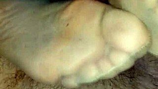 girlfriend homemade footjob tan stockings teasing toes