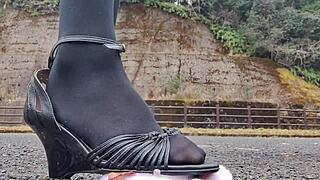 Japanese crossdresser crushes soft toys in fetish play