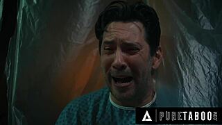 creepy three-titted demon ashley lane breastfeeds nurse anna claire clouds in taboo hospital horror threesome