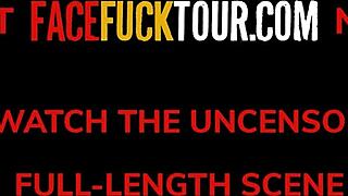 Tiny 18YO Latina Gags on Big Fat Cock in Sloppy Face Fuck!