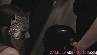 Shemale in latex strokes to massive cumshot explosion